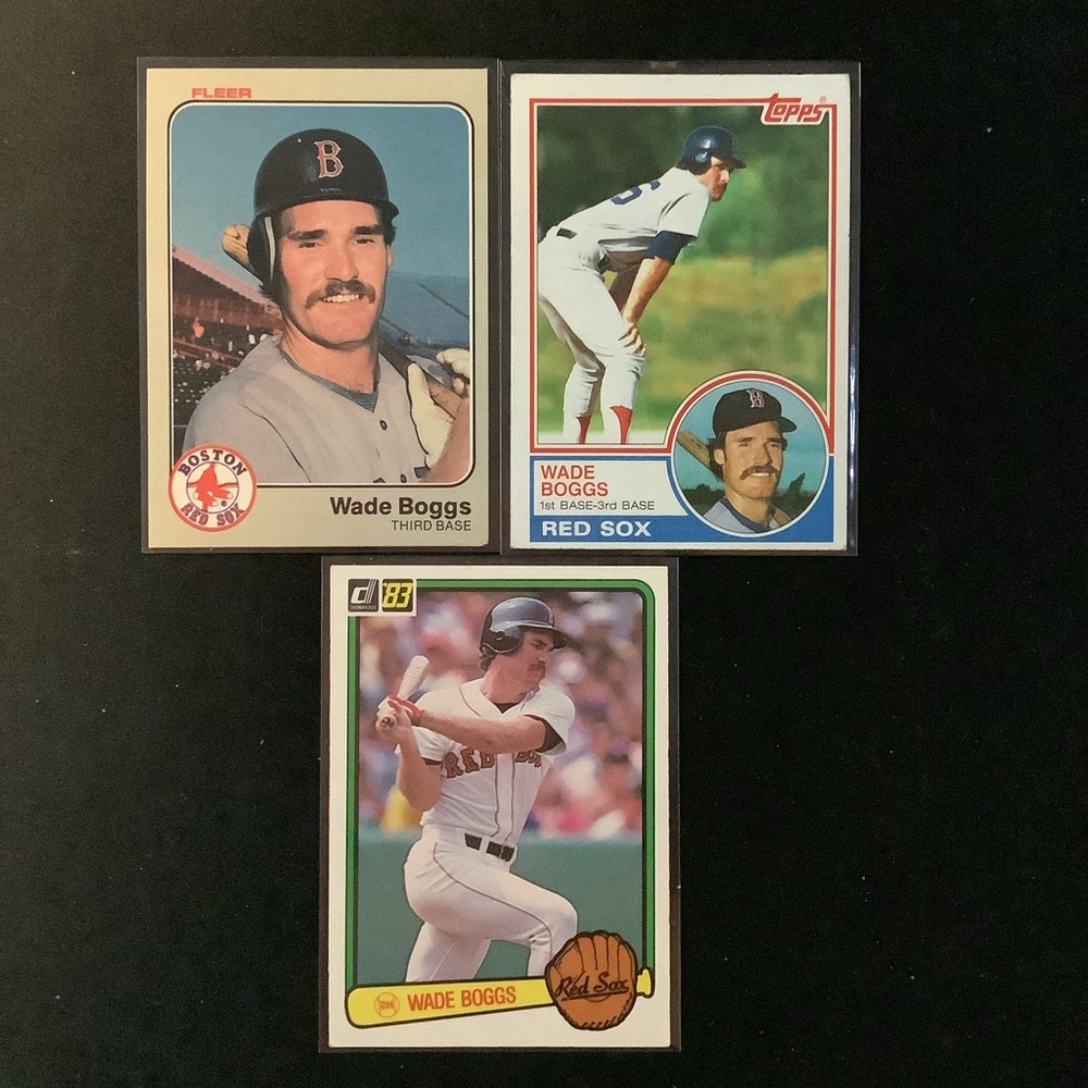 1983 Wade Boggs HOF RC Rookie Baseball Card Lot (3) Topps Fleer Donruss